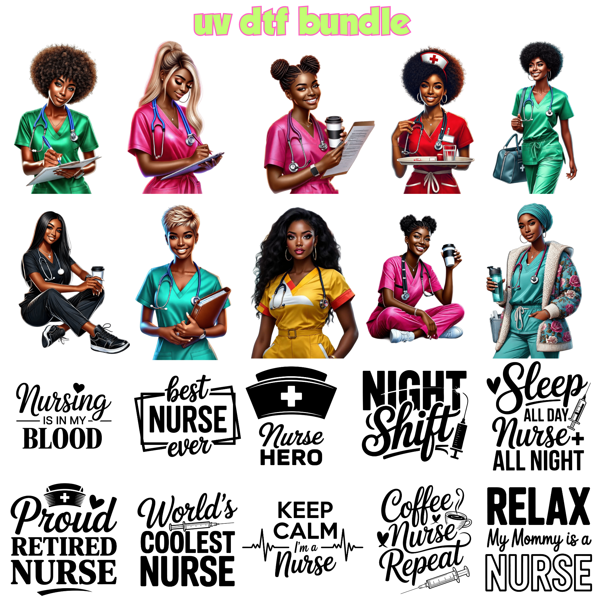 UV DTF DECALS - Nurse Bundle 3