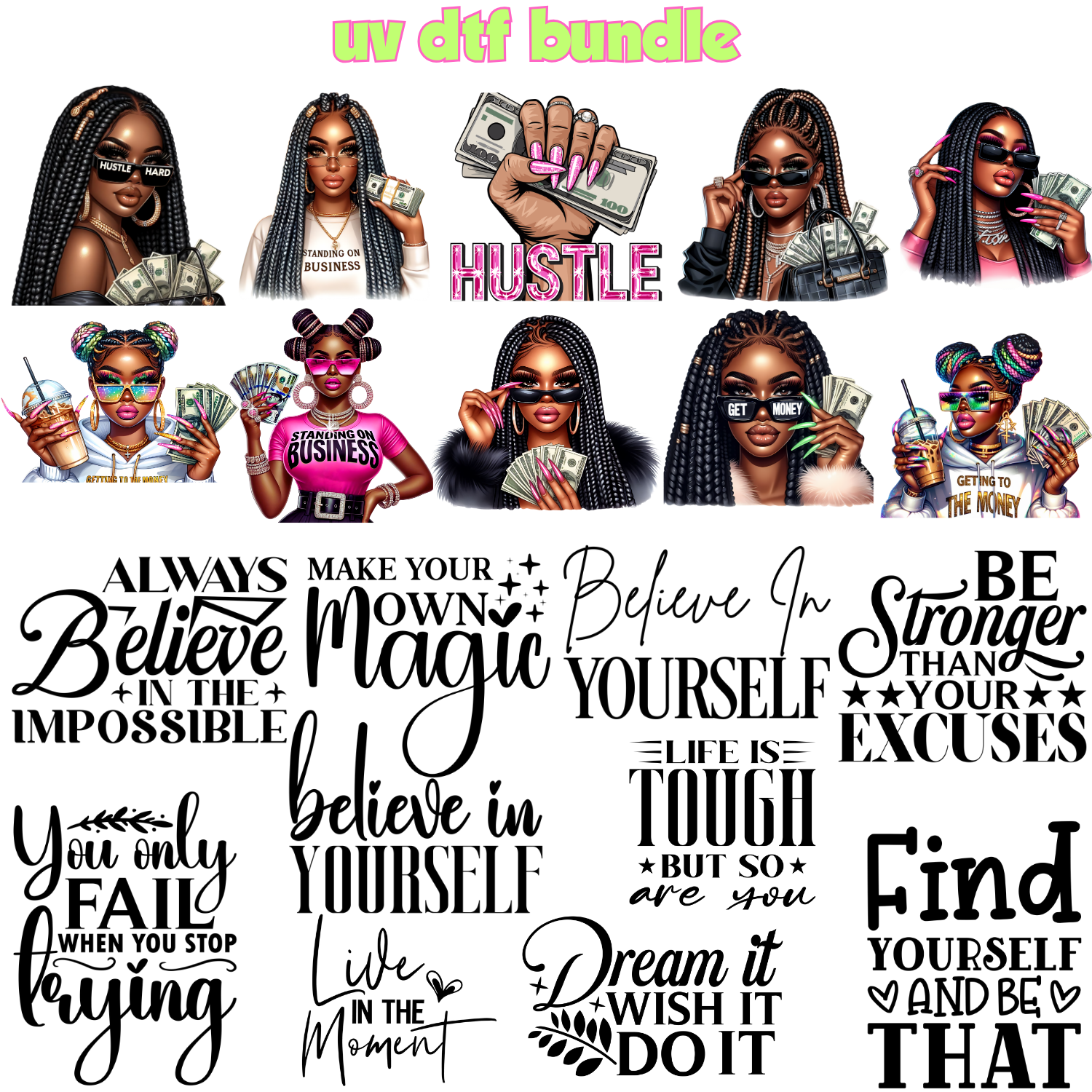 UV DTF DECALS - Boss lady Bundle