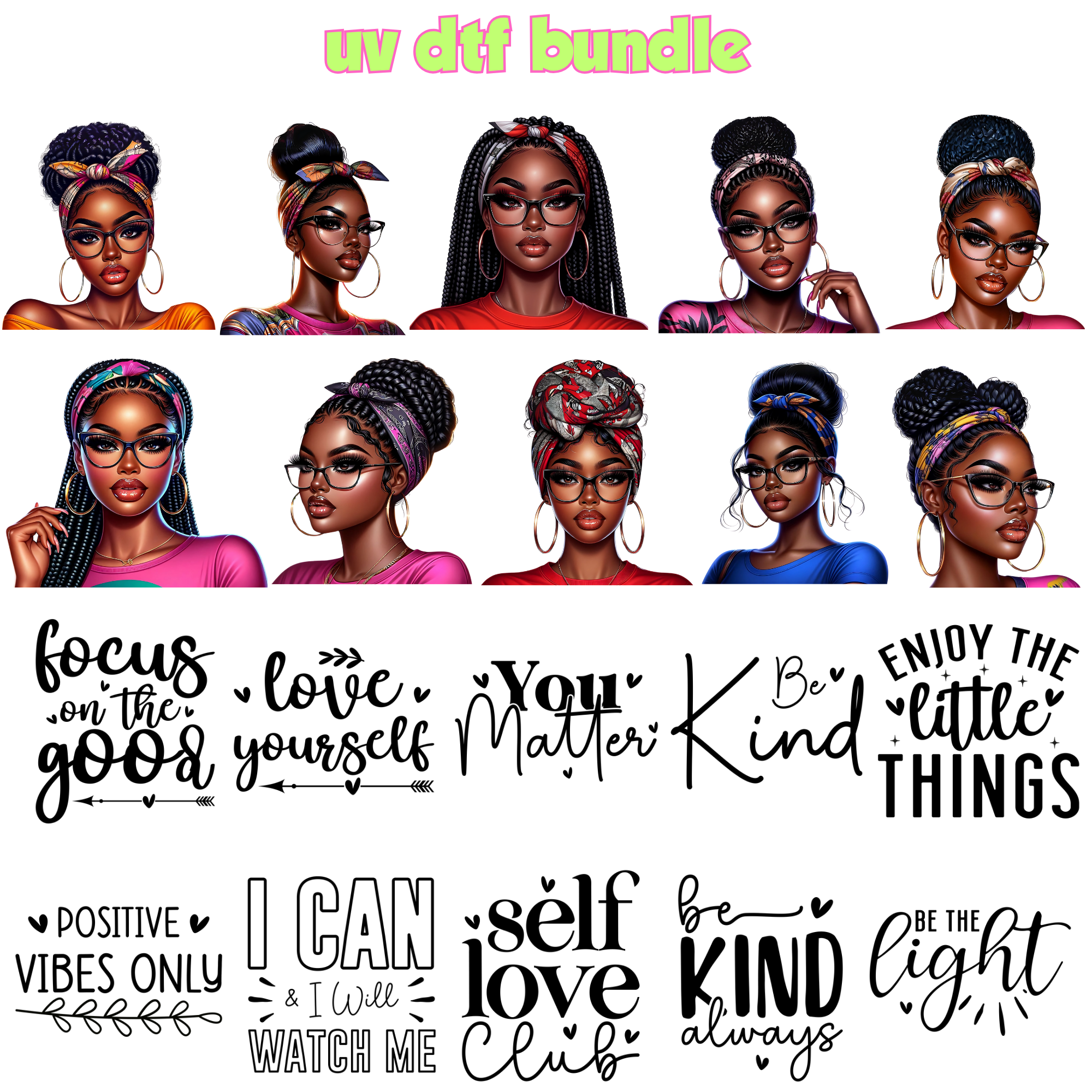 UV DTF DECALS - Scarf + Glasses Bundle 1