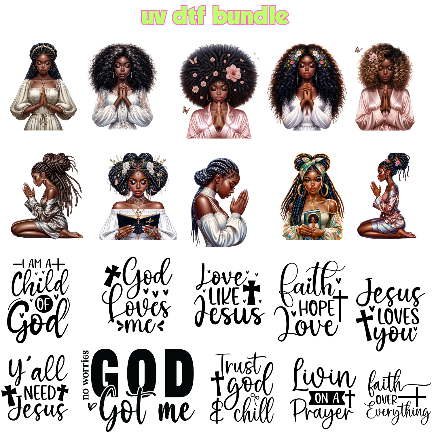UV DTF DECALS - Worship Bundle 1