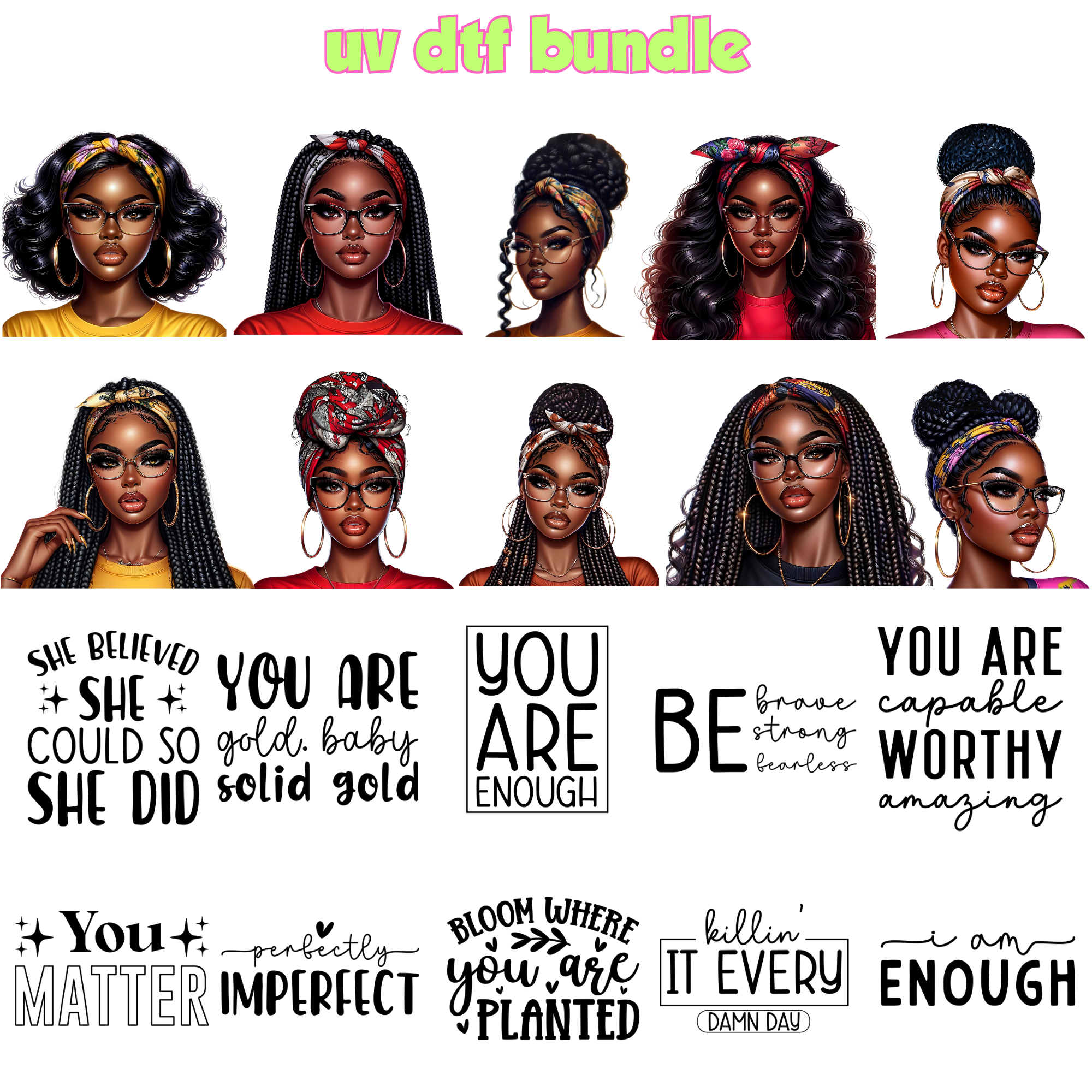 UV DTF DECALS - Scarf + Glasses Bundle 2