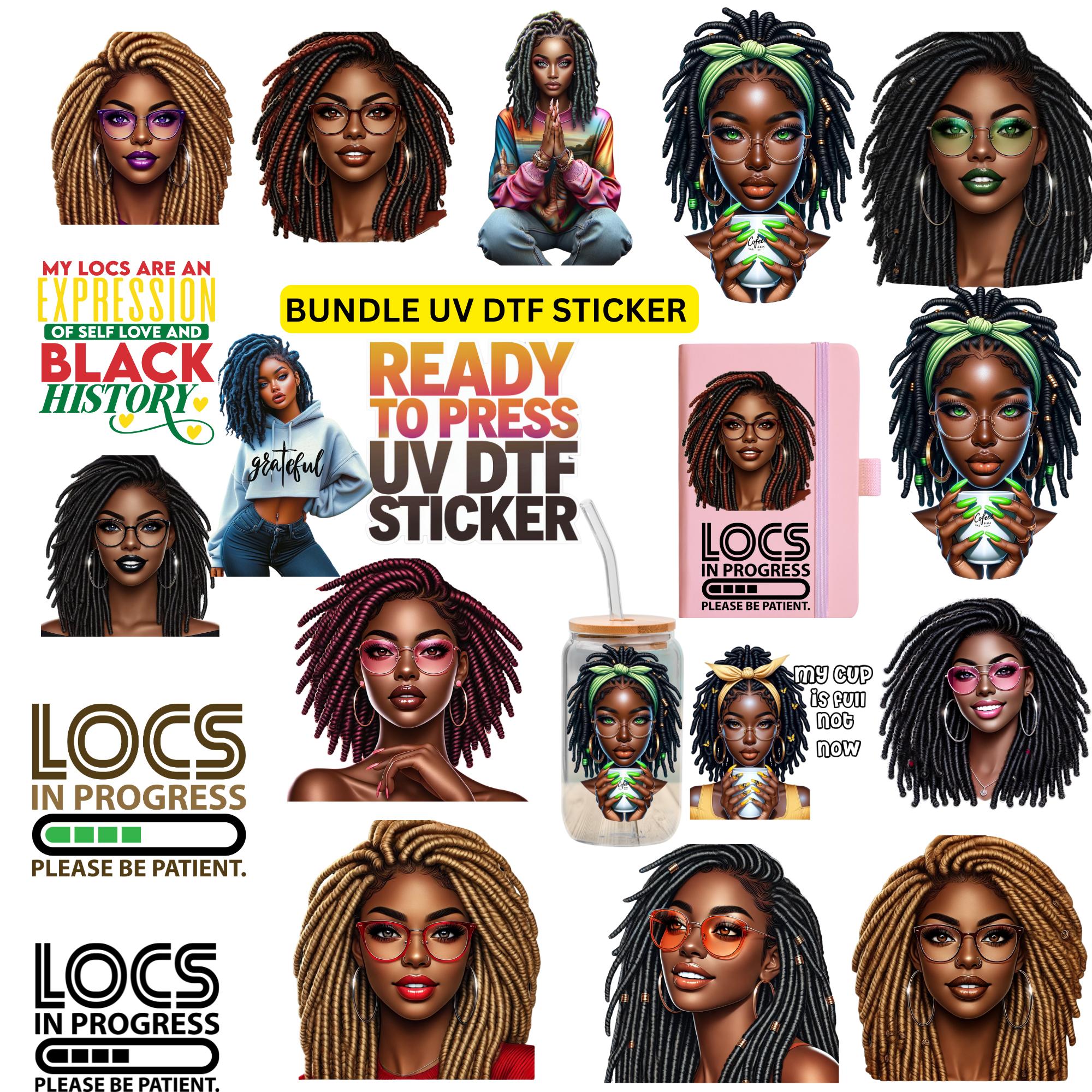 Locs Girl Decals UV DTF Sticker -  UV DTF stickers, High-Quality Print,locs stickers