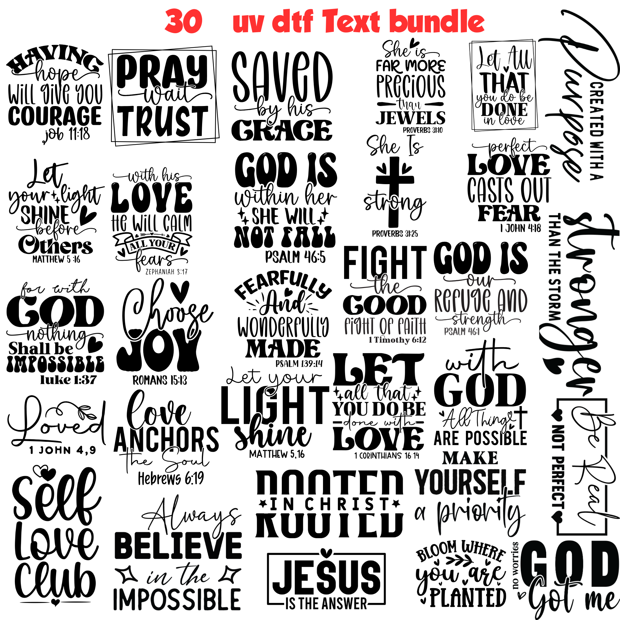 UV DTF DECALS - Text Bundle 1