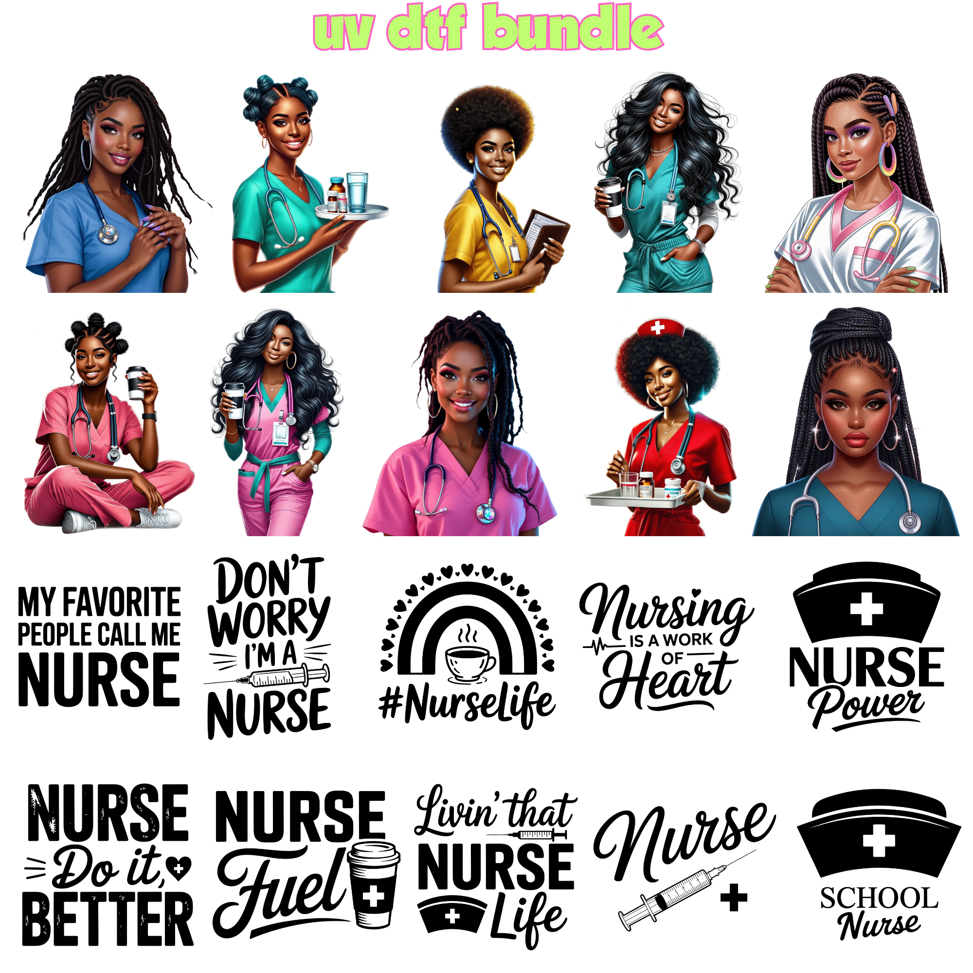 UV DTF DECALS - Nurse Bundle 4