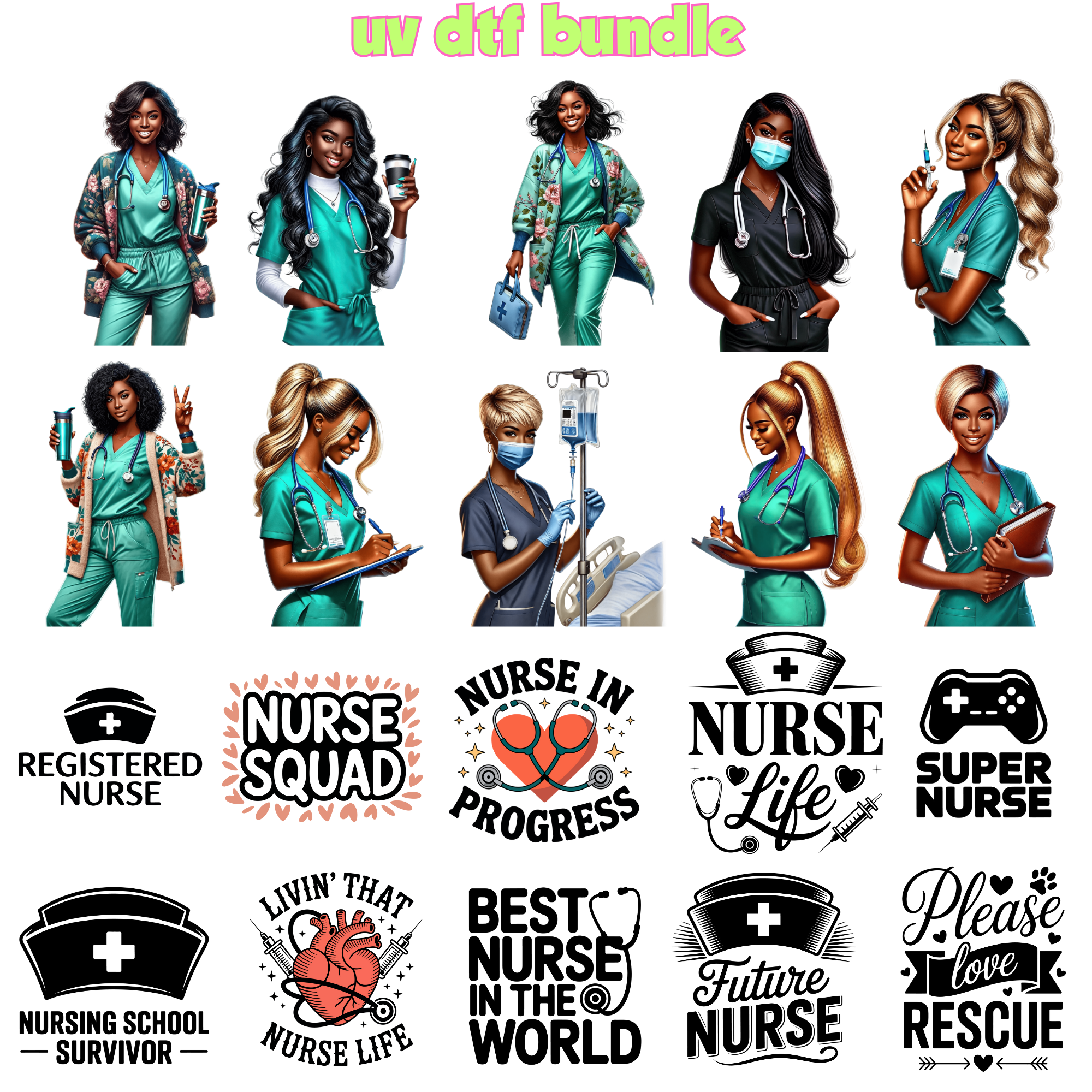UV DTF DECALS - Nurse Bundle 1