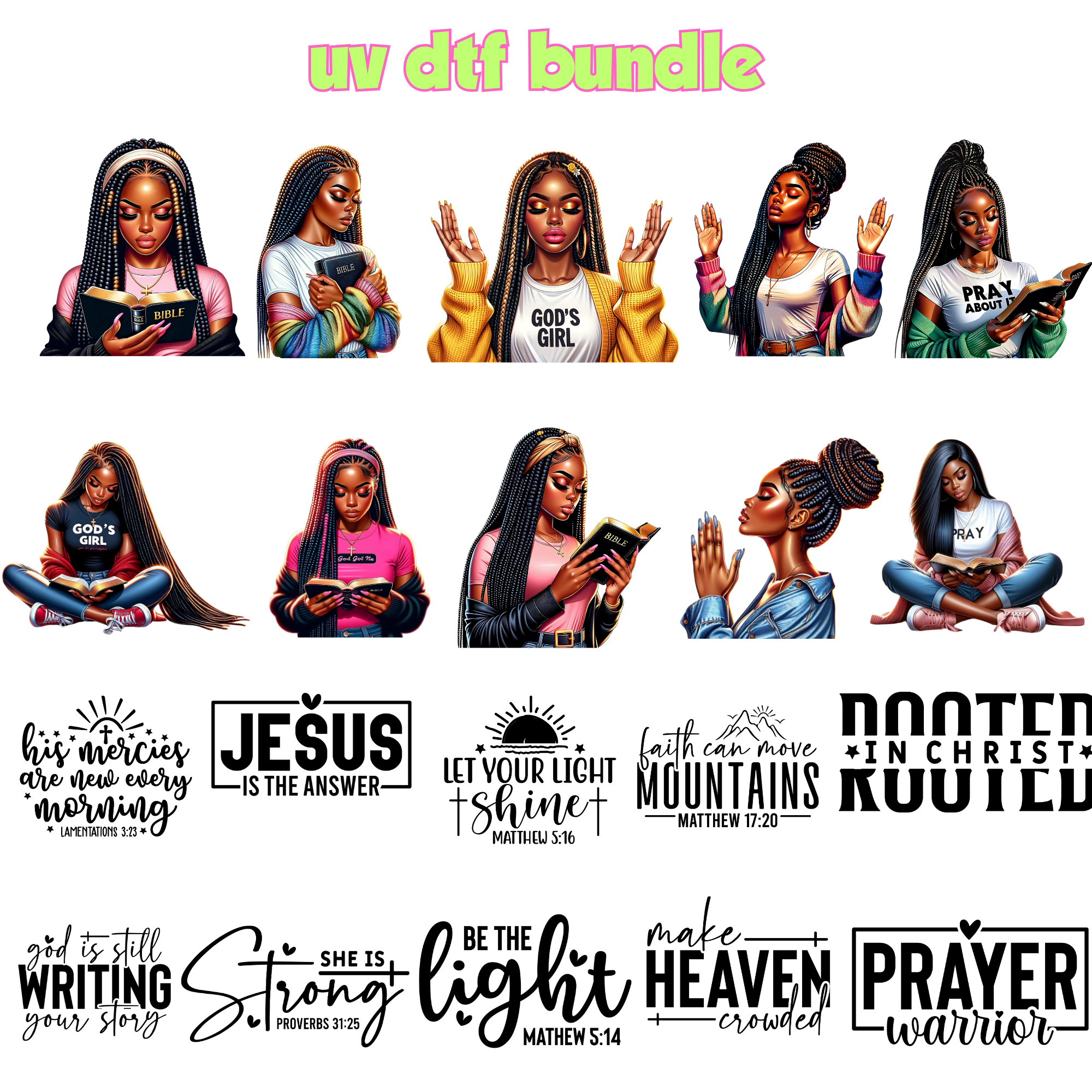 UV DTF DECALS - Prayer + Bible Bundle 1
