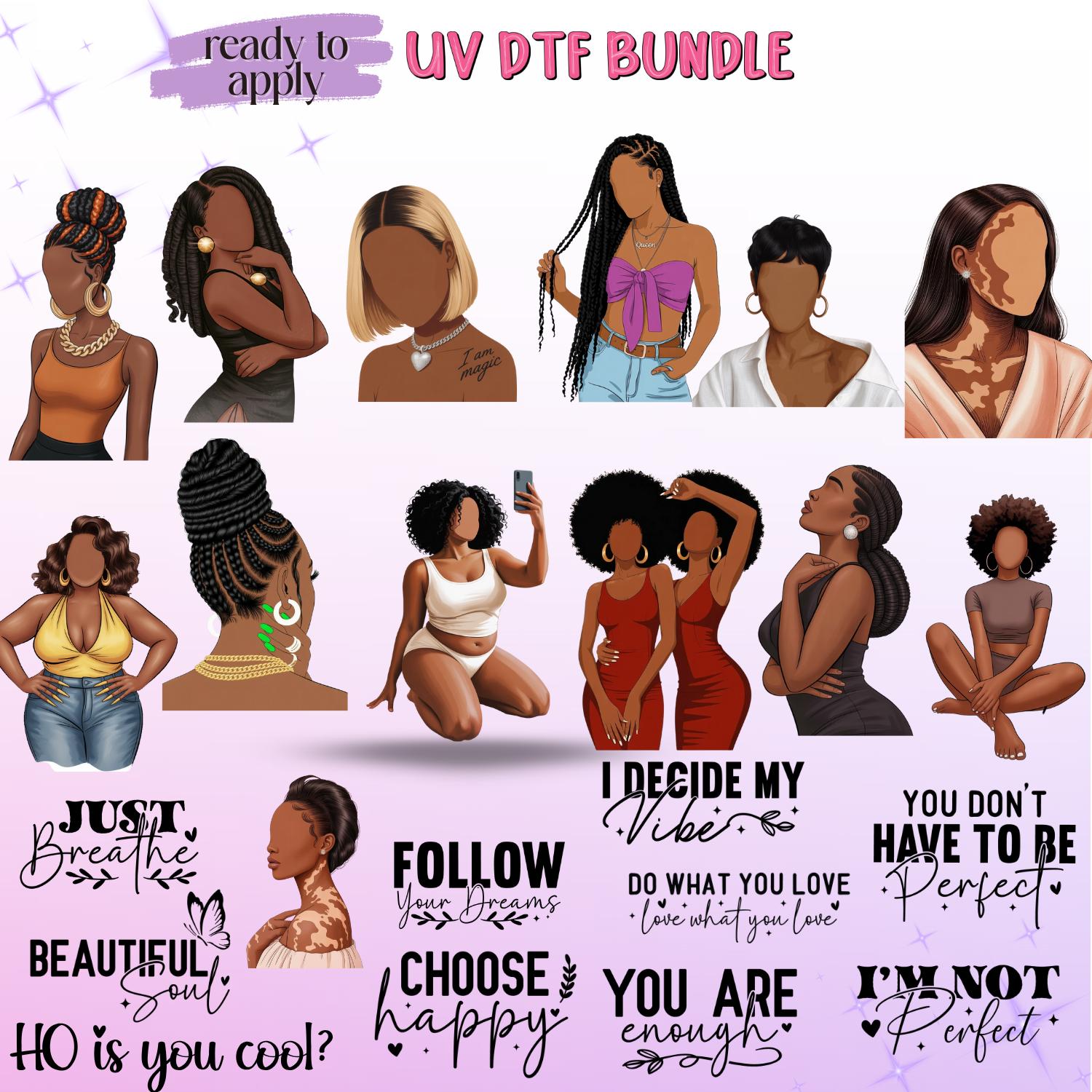 UV DTF Sticker Bundle -23 Faceless art Waterproof Glossy Peel & Stick  stickers For Journals Tumblers Laptops DIY Gifts