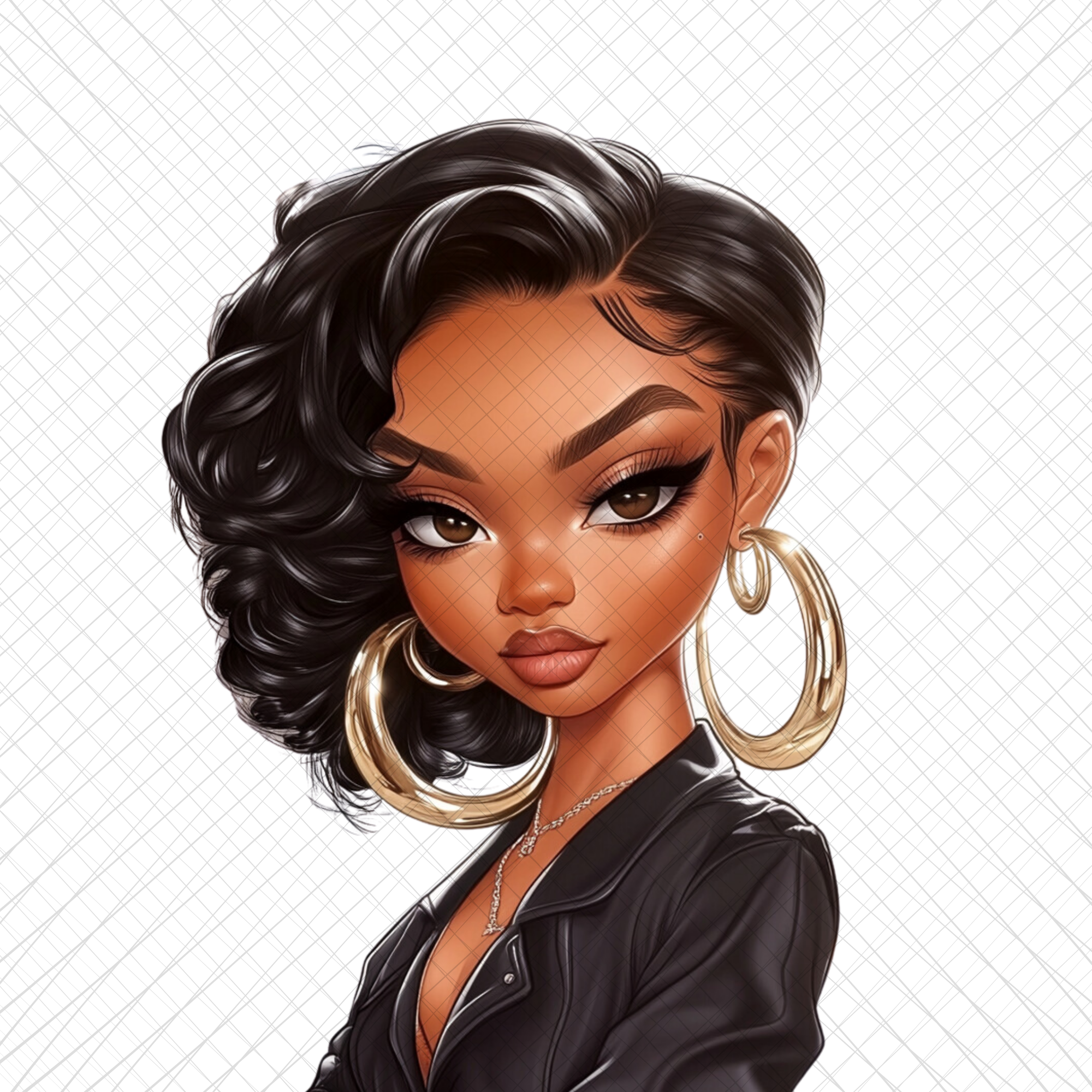 Confident African-American Woman in Leather Jacket