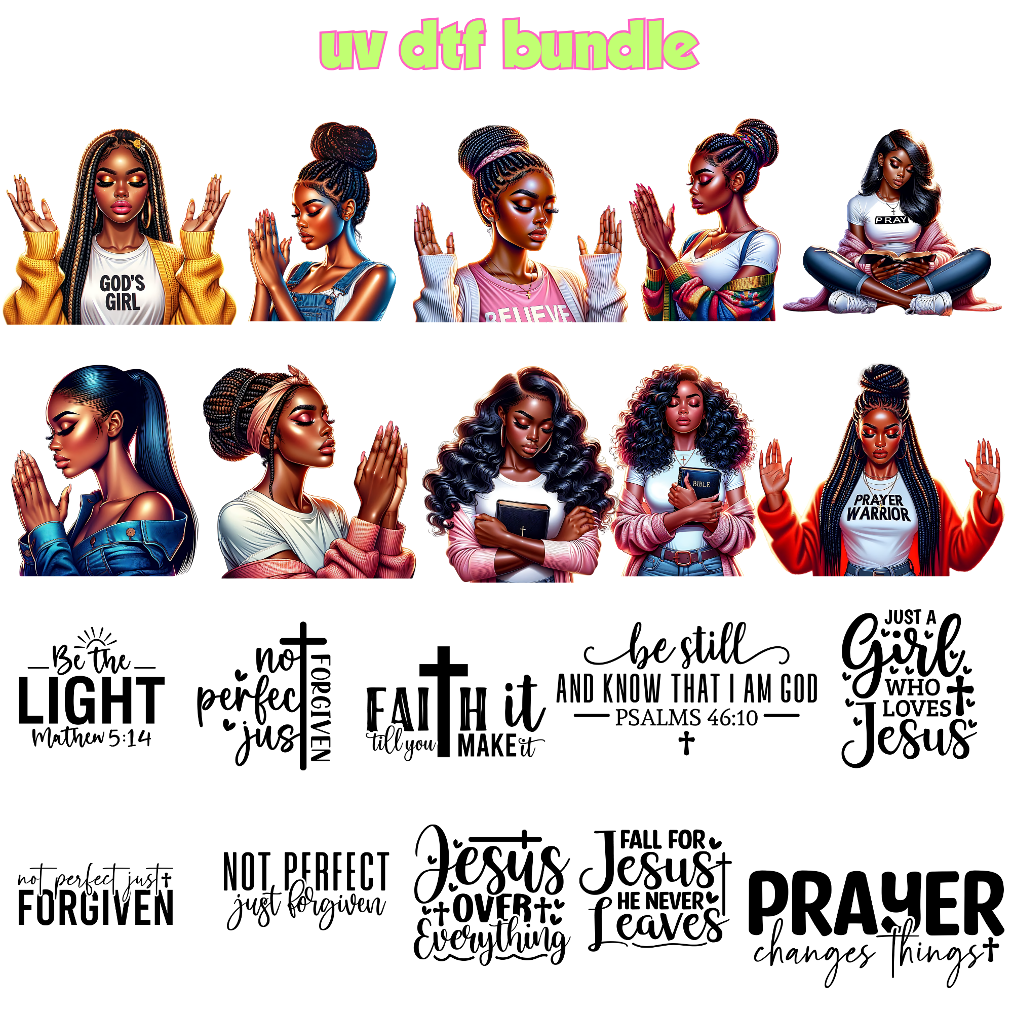 UV DTF DECALS - Prayer + Bible Bundle 2