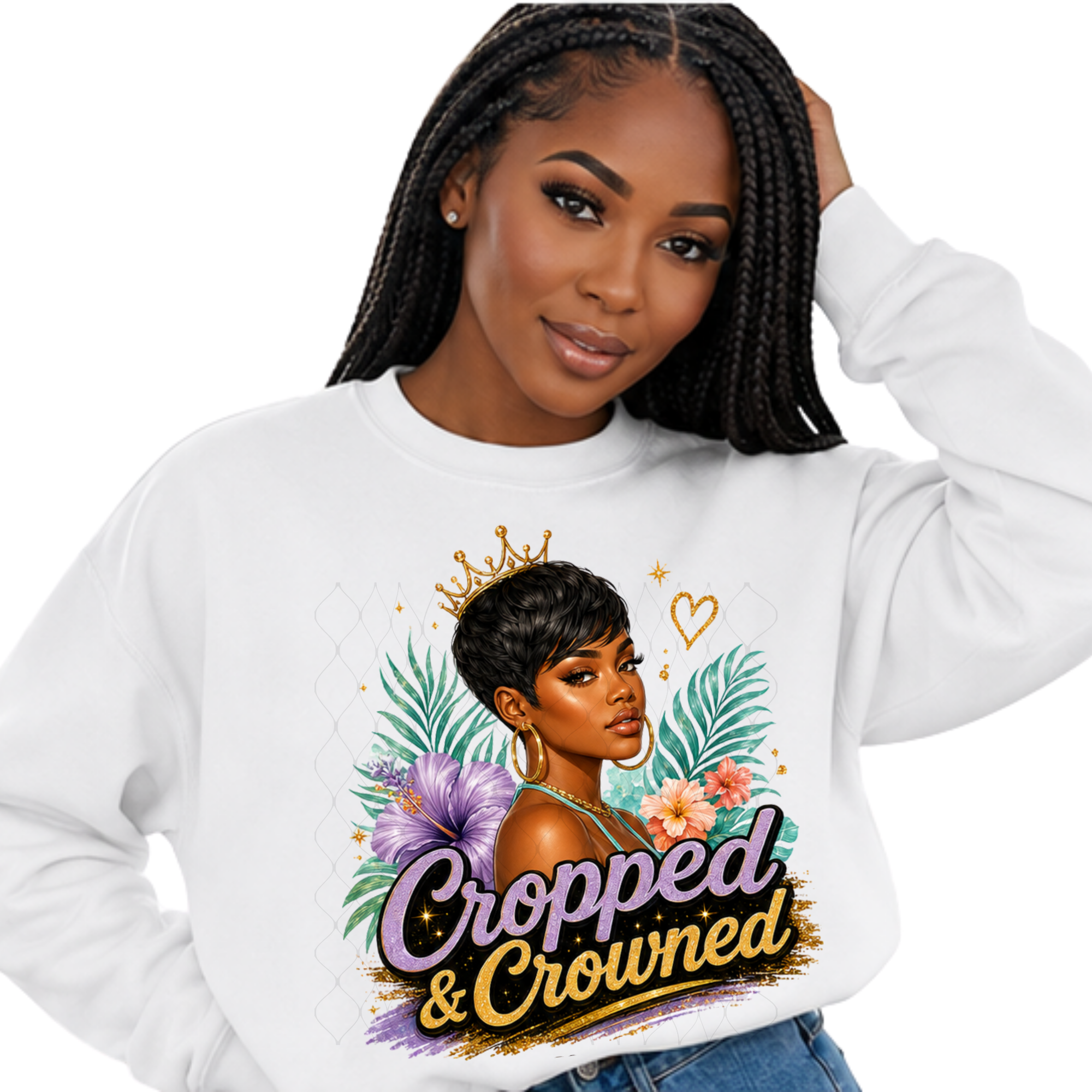 Cropped & Crowned – Digital PNG Design