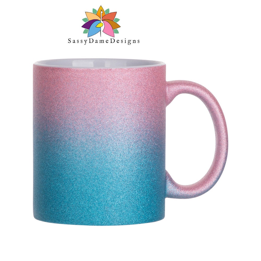 Two Tone Sublimation Glitter Mug/Sublimation mugs/ 11oz mugs/ sublimation cups/Glitter Sublimation Blank Cups/Glitter Mug/ - SassyDame Designs,LLC